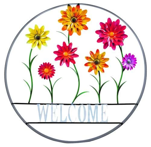 Enchanted Garden™ 29" Gerbera Daisy Wheel Outdoor Wall Art 3 Enchanted Garden™ 29" Gerbera Daisy Wheel Outdoor Wall Art