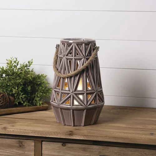 Enchanted Garden™ 11.6" Tan Ceramic Lantern 7 Enchanted Garden™ 11.6" Tan Ceramic Lantern - Image 5