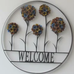 Enchanted Garden™ 31.5" Hydrangea Welcome Wagon Wheel Outdoor Wall Art