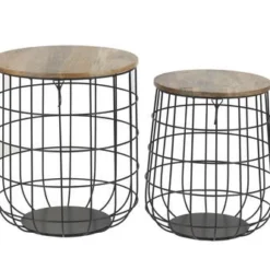 Enchanted Garden™ Natural Wood & Metal Garden Stool - 2 Pack