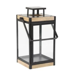 Enchanted Garden™ 15.1" Natural Wood & Metal Lantern