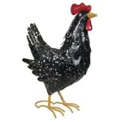 Enchanted Garden™ 16" Metal Black Rooster Statue
