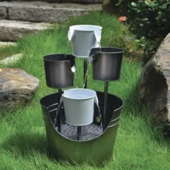 Enchanted Garden™ 25.5" Pouring Pails Outdoor Water Fountain -The Thrive Yard Sales Y95858PouringPailsScene